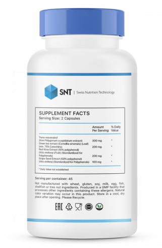 SNT Resveratrol, Ресвератрол, 90 капсул