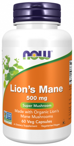 NOW Lions Mane Mushroom, Львиная грива гриб, 60 капсул
