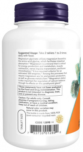 NOW Magnesium Glycinate, Магния Глицинат, 180 таблеток