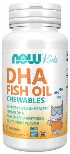 NOW Kids DHA 100 Chewables, ДГК 100 Омега-3 для детей, 60 капсул