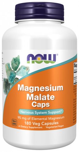 NOW Маgnesium Malate, Магний, 180 капсул