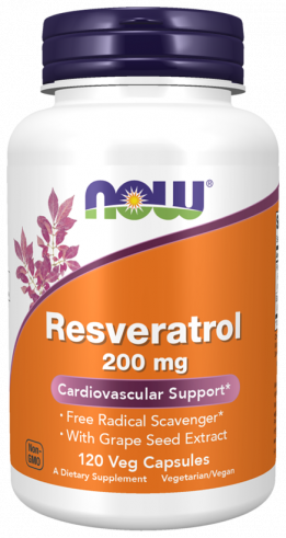 NOW Natural Resveratrol, Натуральный Ресвератрол, 120 капсул