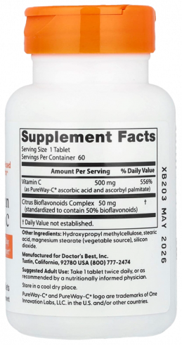 Doctor's Best Sustained Release Vitamin C with PureWay-C, Витамин C, 60 таблеток